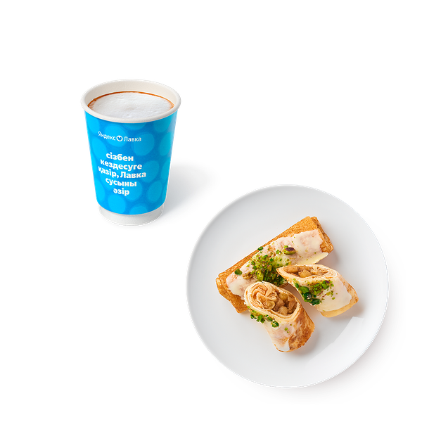 Латте попкорн «Из Лавки» + Блины с яблоком и белым шоколадом Damdala