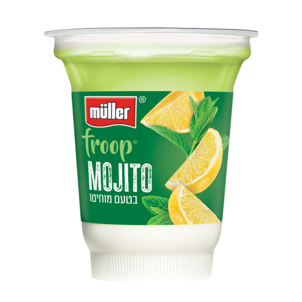 Muller Froop Yogurt with fruit whipped cream Mojito flavored