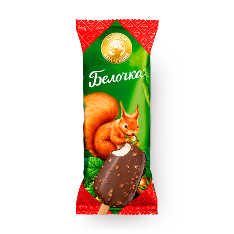 Мороженое «Белочка» ванильное с арахисом эскимо