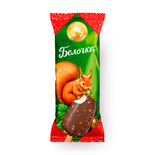 Мороженое «Белочка» ванильное с арахисом эскимо