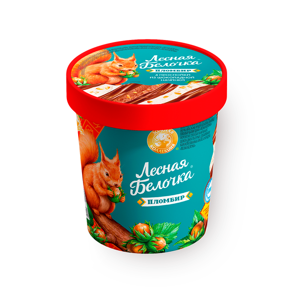 Мороженое пломбир «Шин-лайн» Лесная белочка ванильный с добавлением карамелизованных арахиса и фундука