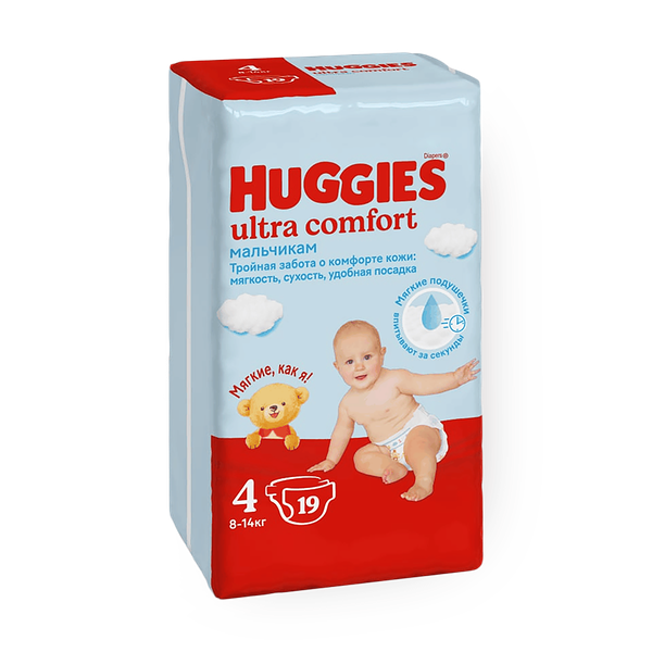 Подгузники Huggies Ultra Comfort для мальчиков 4 размер 8-14 кг