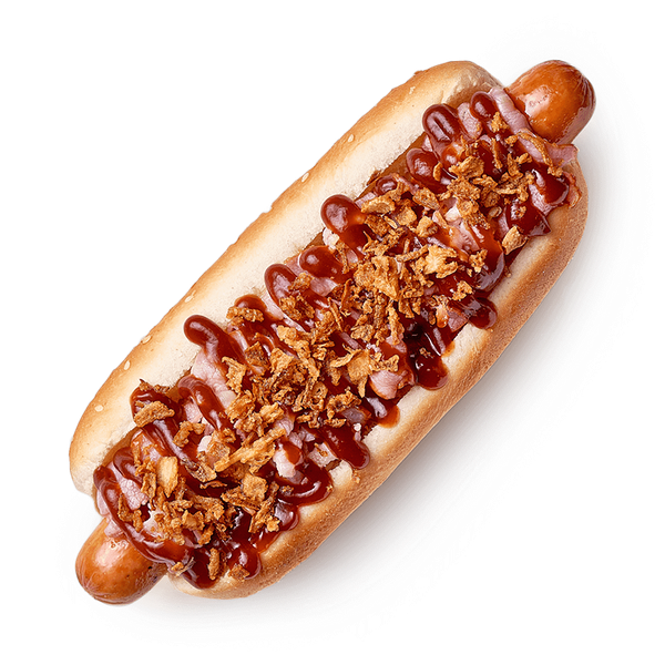 Хот-дог BBQ с говяжьей колбаской и беконом «Из Лавки»