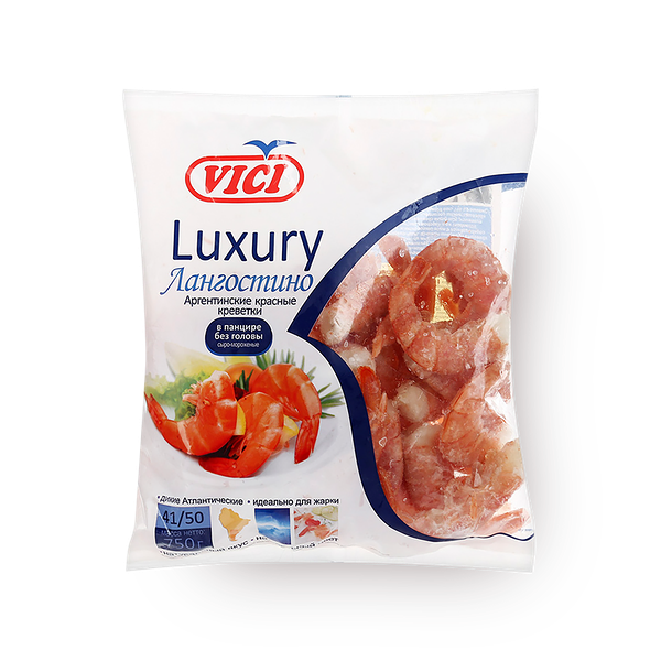 Креветки красные 41/50 Vici Luxury Лангостино в панцире без головы