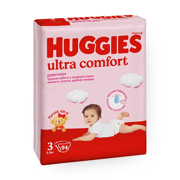 Подгузники Huggies Ultra Comfort для девочек 3 размер 5-9 кг