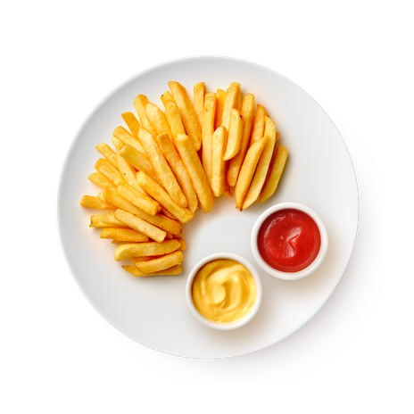 Большая порция Картофель фри с сырным соусом и кетчупом «Из Лавки»