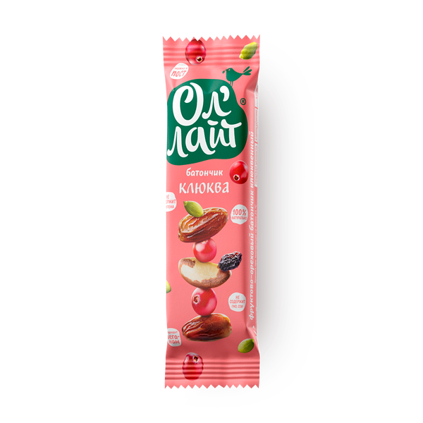Батончик фруктово-ореховый «Ол'Лайт» клюква