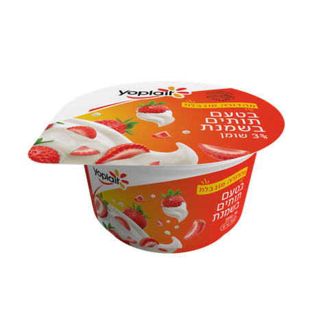 יוגורט בטעם תותים בשמנת 3% שומן יופלה