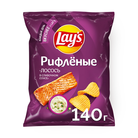 Чипсы Lay's Сливочный лосось рифлёные