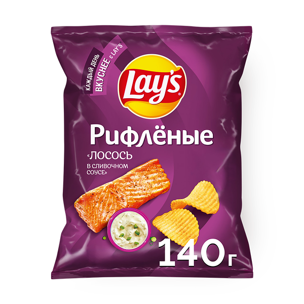Чипсы Lay's Сливочный лосось рифлёные
