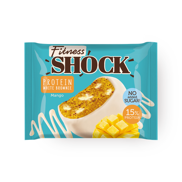 Бисквит протеиновый Брауни FitnesShock манго в белом шоколаде