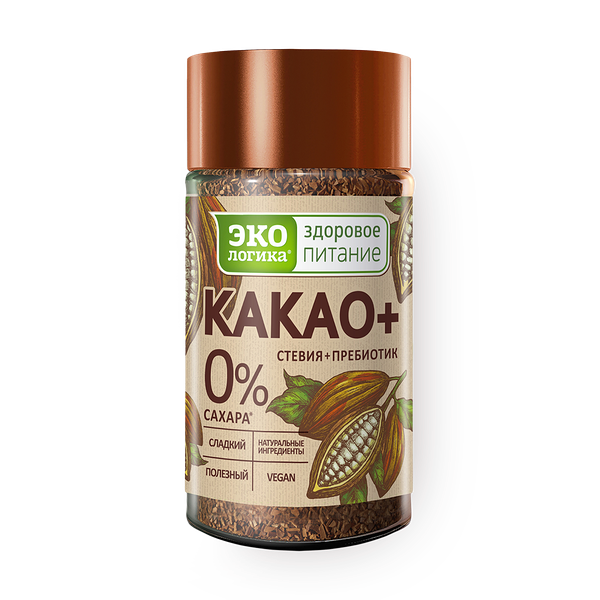 Какао растворимый «Экологика» со стевией и пребиотиком без сахара