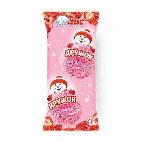 Мороженое сливочное «Дружок» клубничное 8%