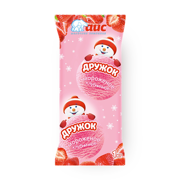 Мороженое сливочное «Дружок» клубничное 8%
