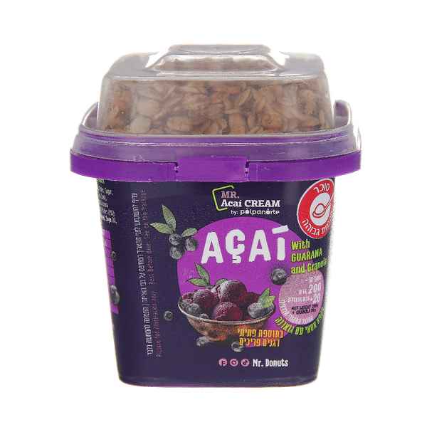 Frozen acai with guarana plus crispy cereal flakes