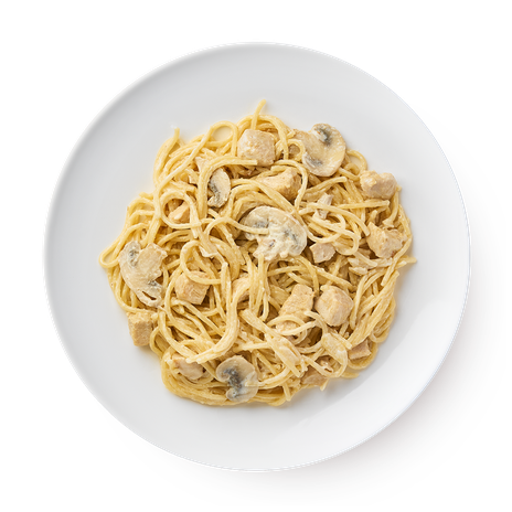 Спагетти с курицей и грибами в сливочном соусе Mfood.kz