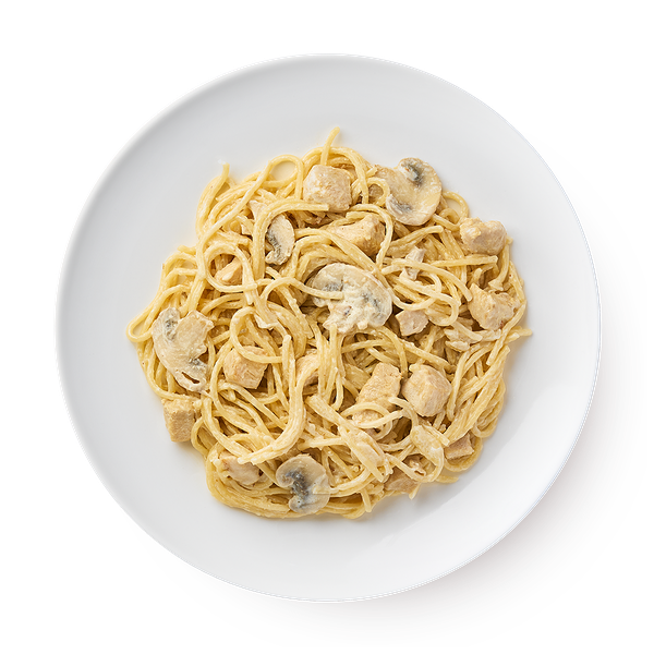 Спагетти с курицей и грибами в сливочном соусе Mfood.kz