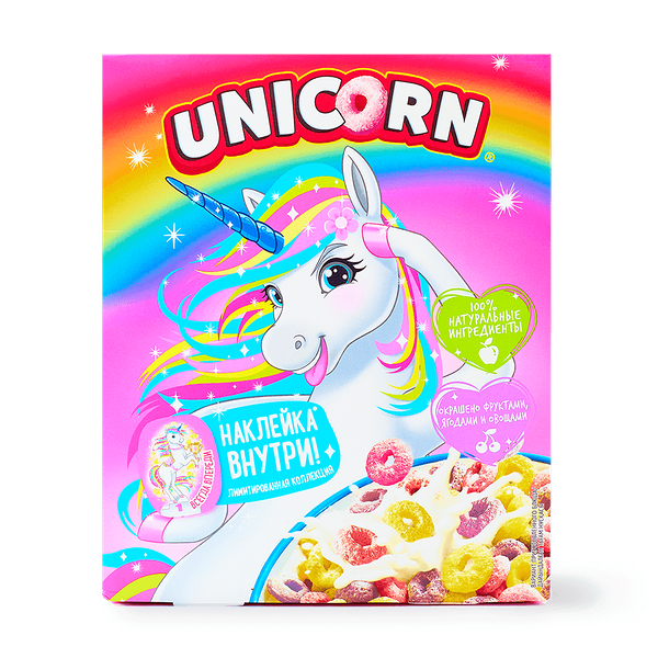 Готовый завтрак Колечки радужные Unicorn с фруктовым вкусом