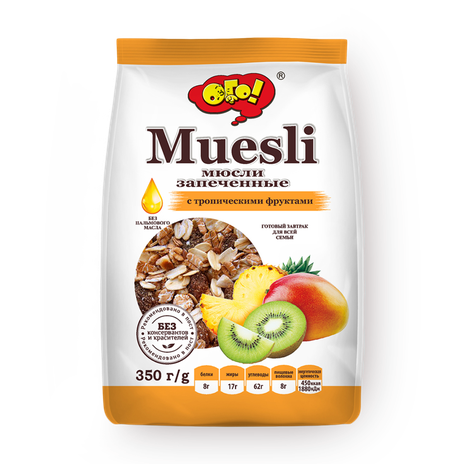 Мюсли запечённые «ОГО!» с тропическими фруктами
