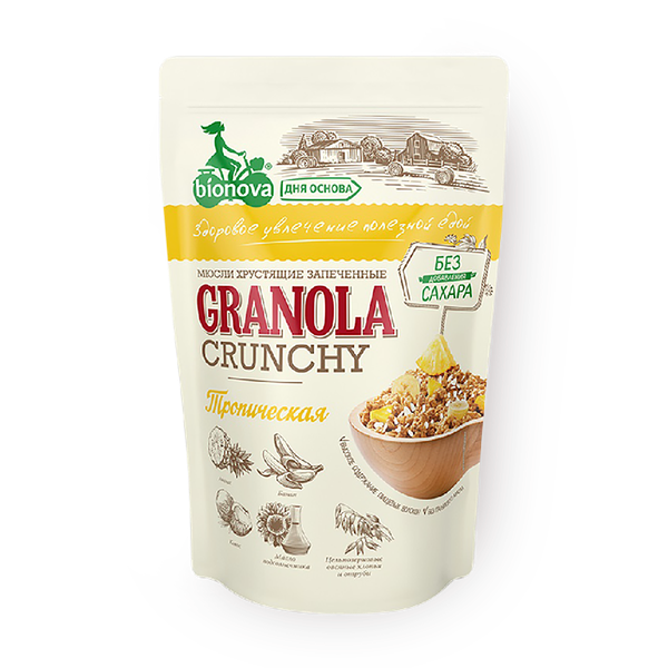 Мюсли запечённые Тропические Bionova Crunchy