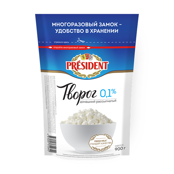 Творог 0% домашний President