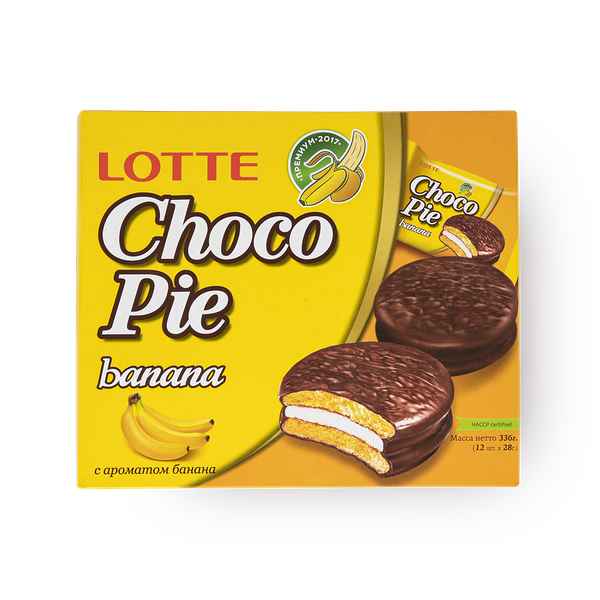 Печенье Lotte Choco Pie банан в шоколадной глазури