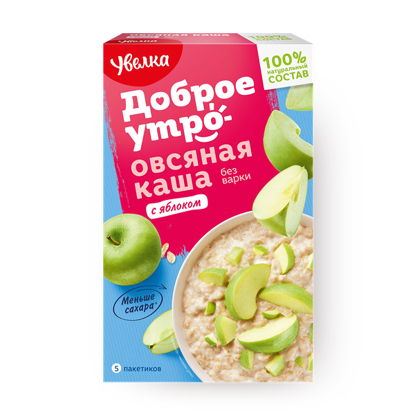 Каша овсяная без варки «Увелка» с яблоком порционная 5 шт.