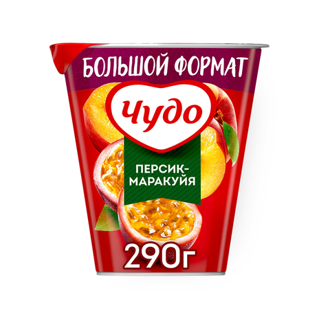 Йогурт вязкий живой «Чудо» персик-маракуйя 2%