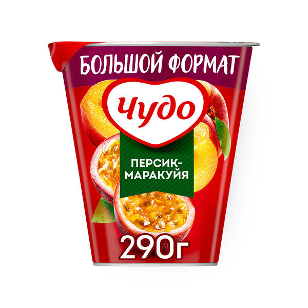 Йогурт вязкий живой «Чудо» персик-маракуйя 2%