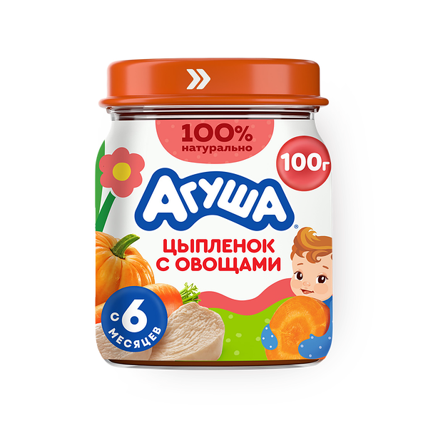 Пюре «Агуша» цыплёнок с овощами с 6 месяцев