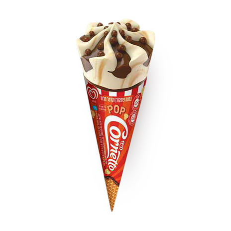 Popcorn and Salted Caramel Flavored Popcorn Cornetto ice cream cone