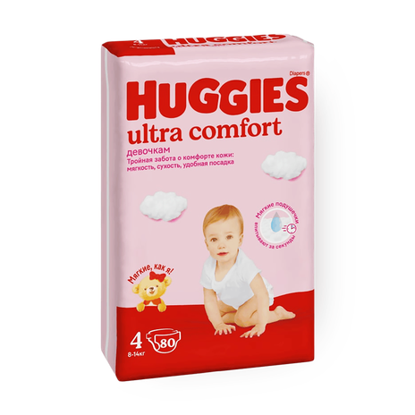 Подгузники Huggies Ultra Comfort для девочек 4 размер 8-14 кг