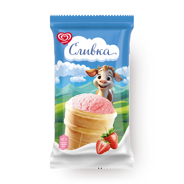 Мороженое клубничное Сливка «Инмарко» в вафильном стаканчике