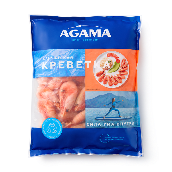 Креветки камчатские 35/45 Agama неразделанные варёно-мороженые