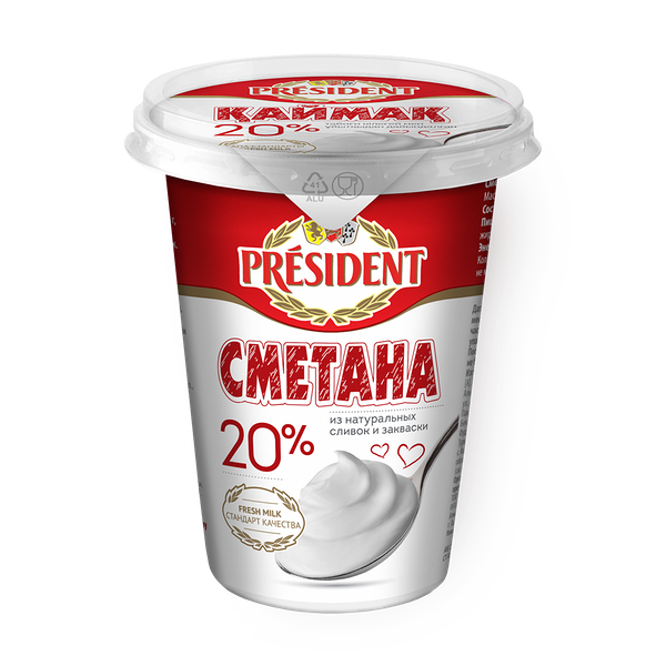 Сметана «President» 20%