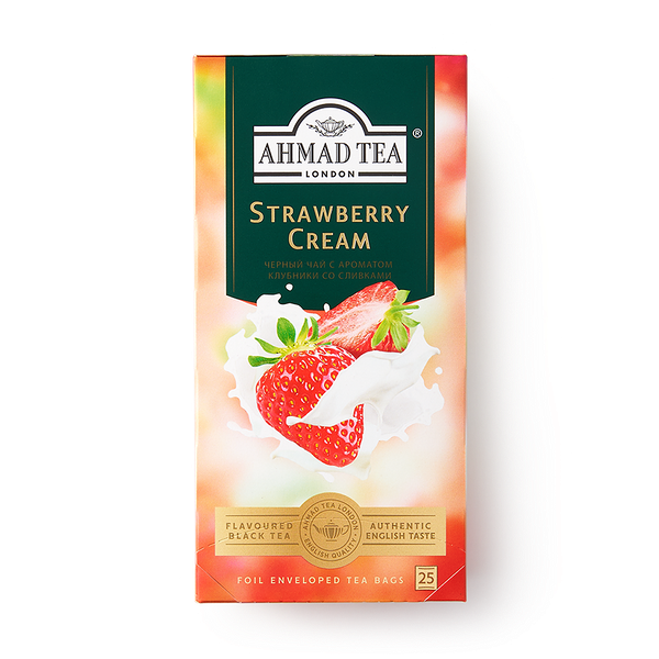 Чай чёрный Strawberry cream Ahmad Tea с ароматом клубники со сливками в пакетиках