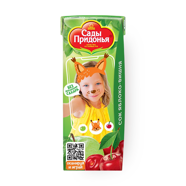 Сок «Сады Придонья» яблоко-вишня осветлённый с 5 месяцев