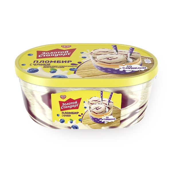 Мороженое «Инмарко» Золотой стандарт, пломбир с черникой
