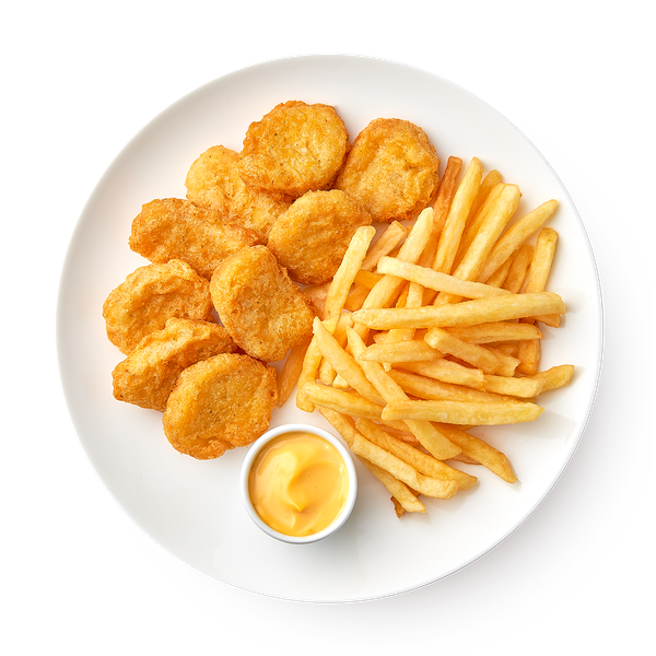 Наггетсы с картофелем фри и сырным соусом «Из Лавки»