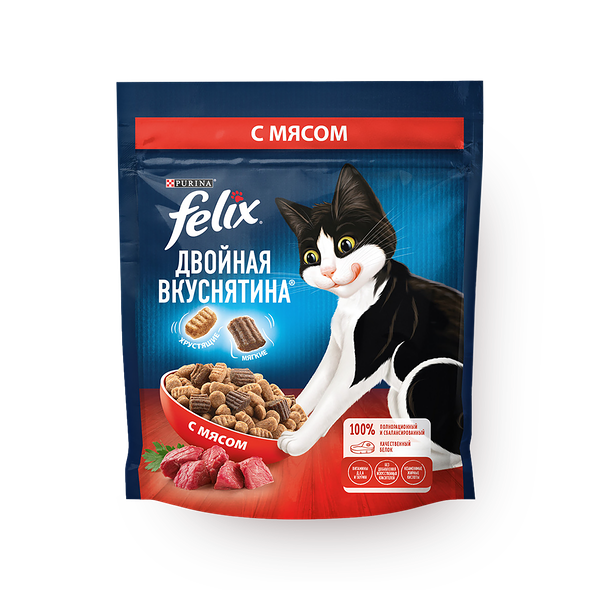 Сухой корм для кошек Felix Двойная вкуснятина с мясом