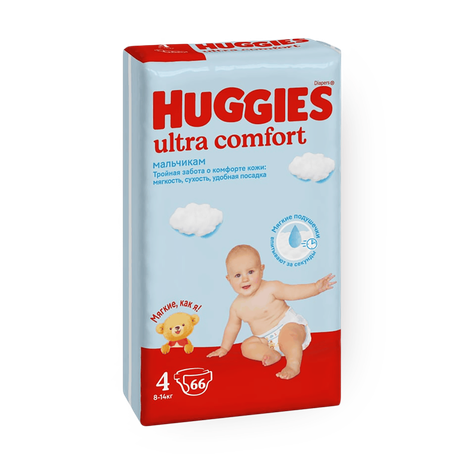 Подгузники Huggies Ultra Comfort для мальчиков 4 размер 8-14 кг