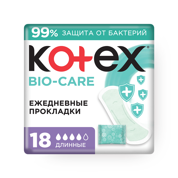 Прокладки ежедневные Kotex Bio-Care длинные