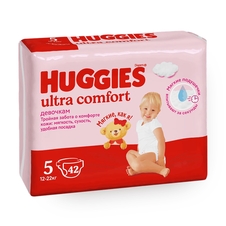 Подгузники Huggies Ultra Comfort для девочек 5 размер 12-22 кг