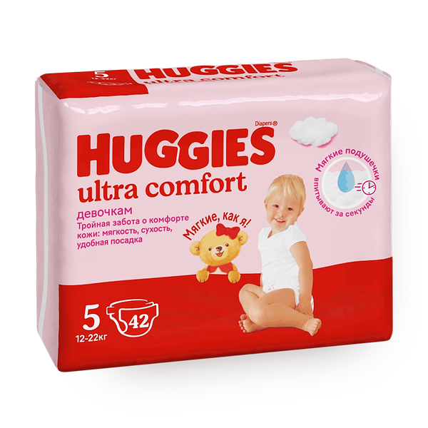 Подгузники Huggies Ultra Comfort для девочек 5 размер 12-22 кг