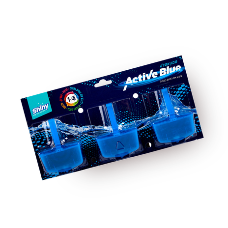 Shiny active blue toilet soap trio