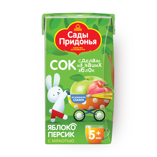 Сок «Сады Придонья» яблоко-персик с мякотью с 5 месяцев
