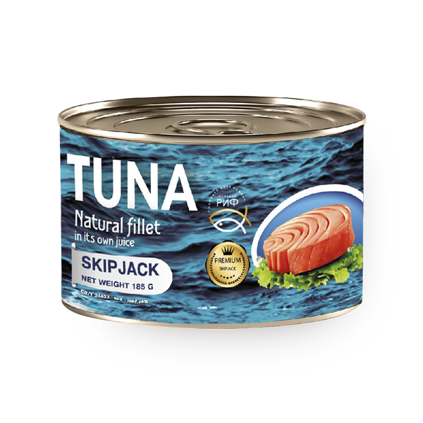 Тунец филе Skipjack «Морской риф» натуральный в собственном соку