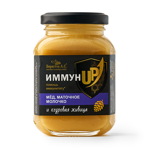 Мёд «Берестов А.С.» с маточным молочком и кедровой живицей