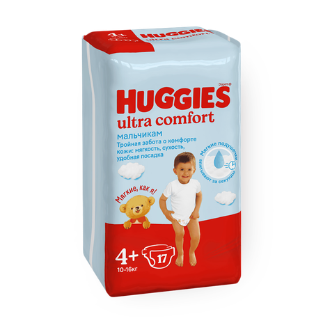 Подгузники Huggies Ultra Comfort для мальчиков 4+ размер 10-16 кг