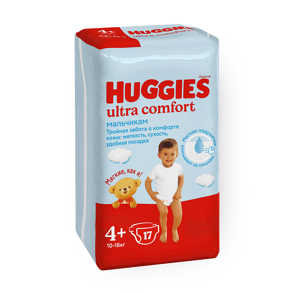 Подгузники Huggies Ultra Comfort для мальчиков 4+ размер 10-16 кг